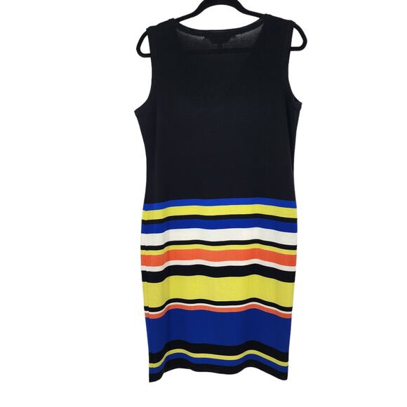 Misook Sleeveless V-Neck Black Top Bottom Striped Dress Size Medium - Picture 4 of 4